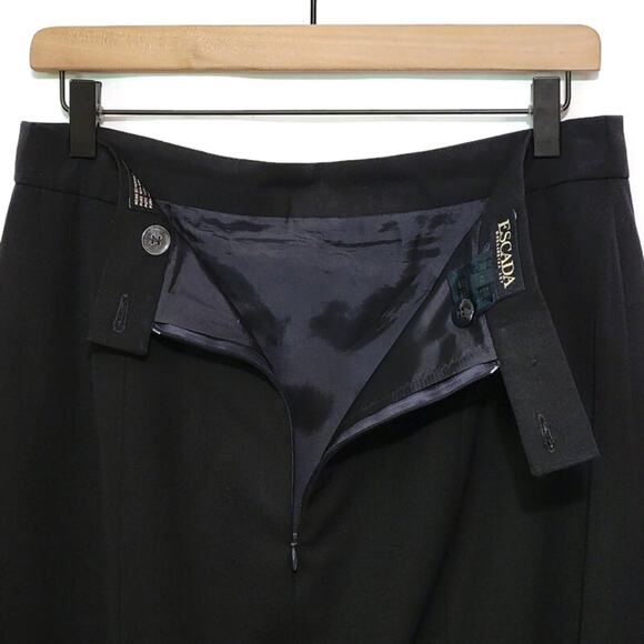 Escada Margaretha Ley Wool Pencil Midi Skirt Vintage Black EU 42 US 10 Tailored - Picture 9 of 15